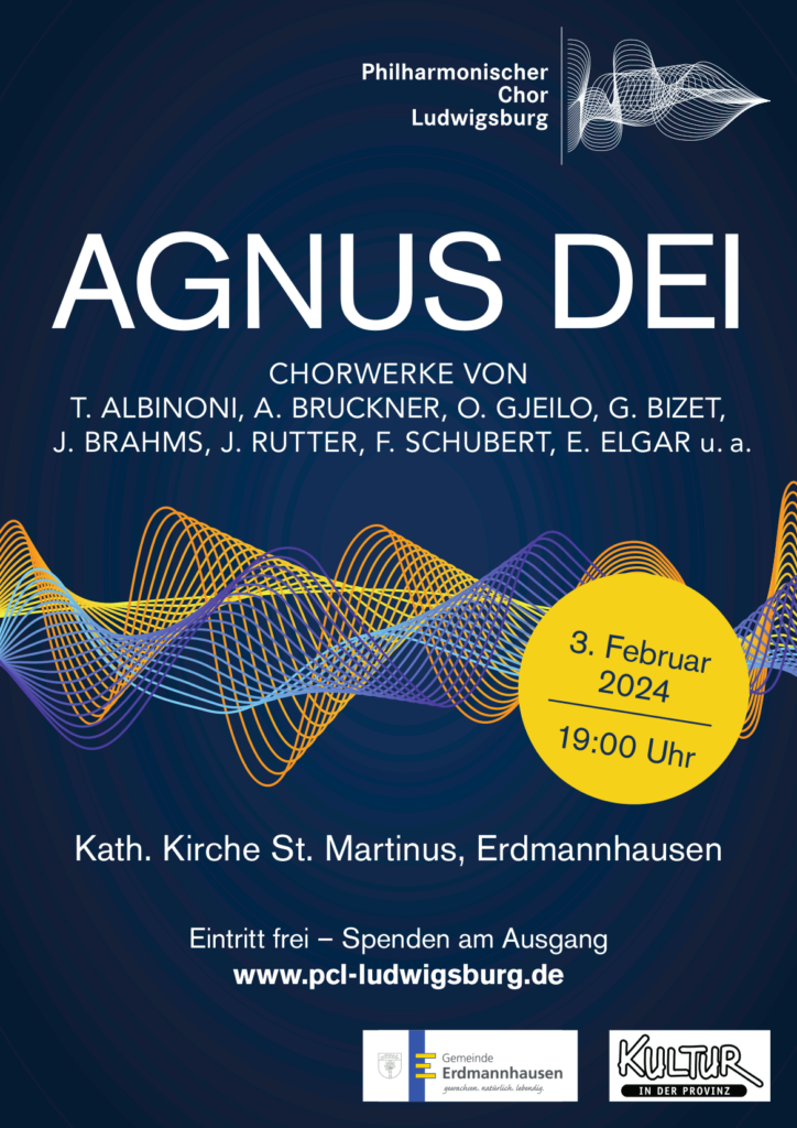 Plakat Agnus Dei Chorkonzert am 03.02.2024 in der Januuariuskirche Erdmannhausen